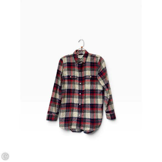 Top Long Sleeve By Madewell In Plaid Pattern, Size: Xs