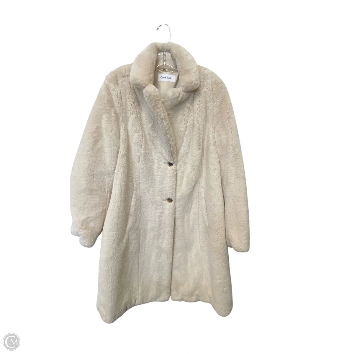 Coat Peacoat By Calvin Klein In Cream, Size: L