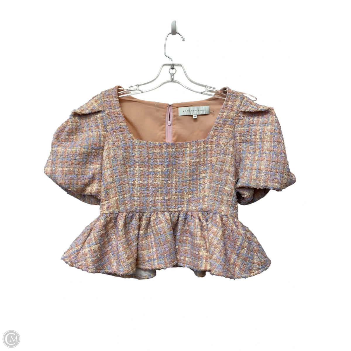 Top Short Sleeve By Endless Rose In Plaid Pattern, Size: Xs
