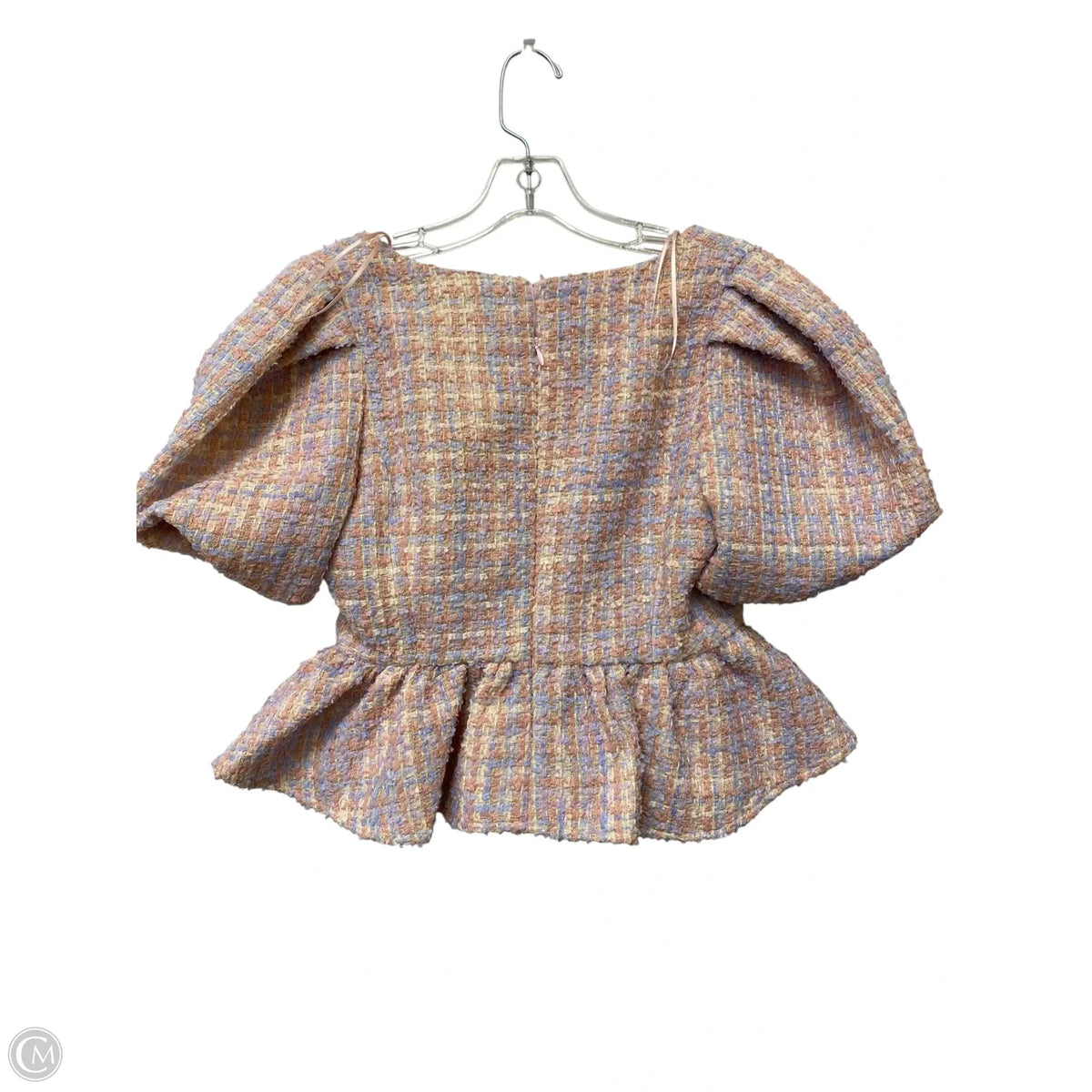 Top Short Sleeve By Endless Rose In Plaid Pattern, Size: Xs