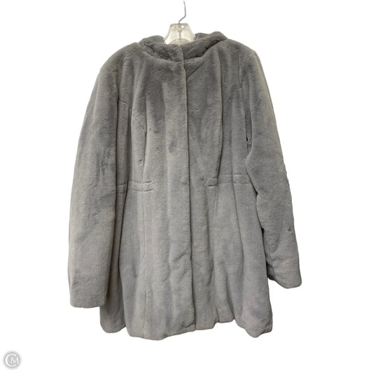 Coat Faux Fur & Sherpa By Dennis Basso Qvc In Grey, Size: 1x