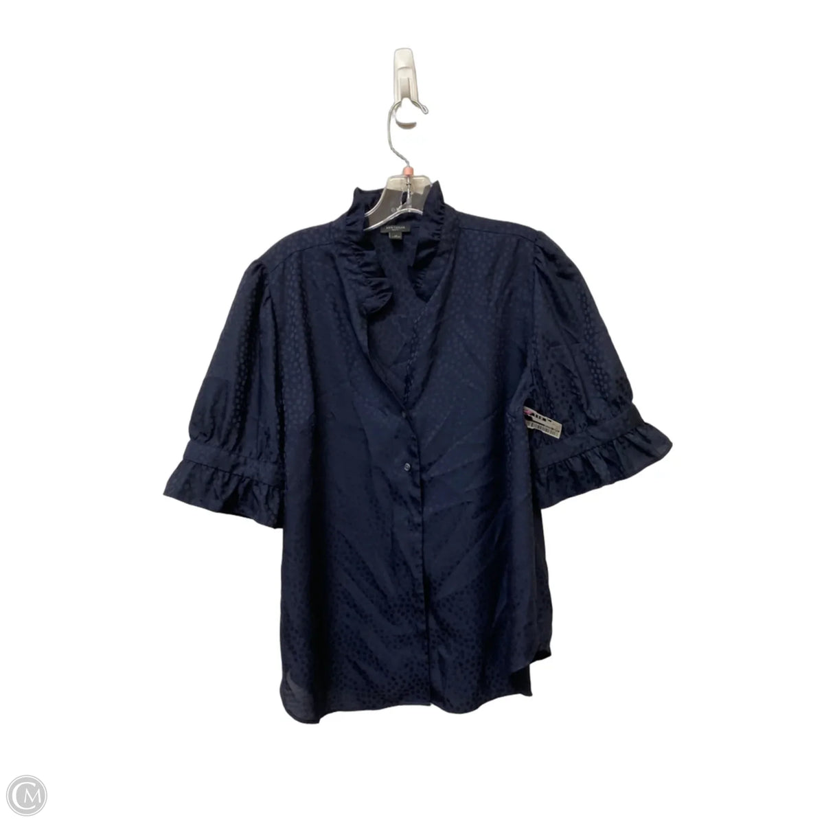 Top Short Sleeve By Ann Taylor In Navy, Size: Lp