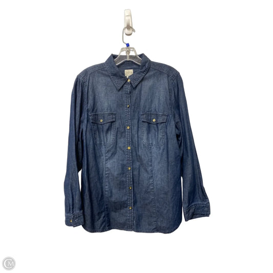 Top Long Sleeve By Chicos In Blue Denim, Size: 2