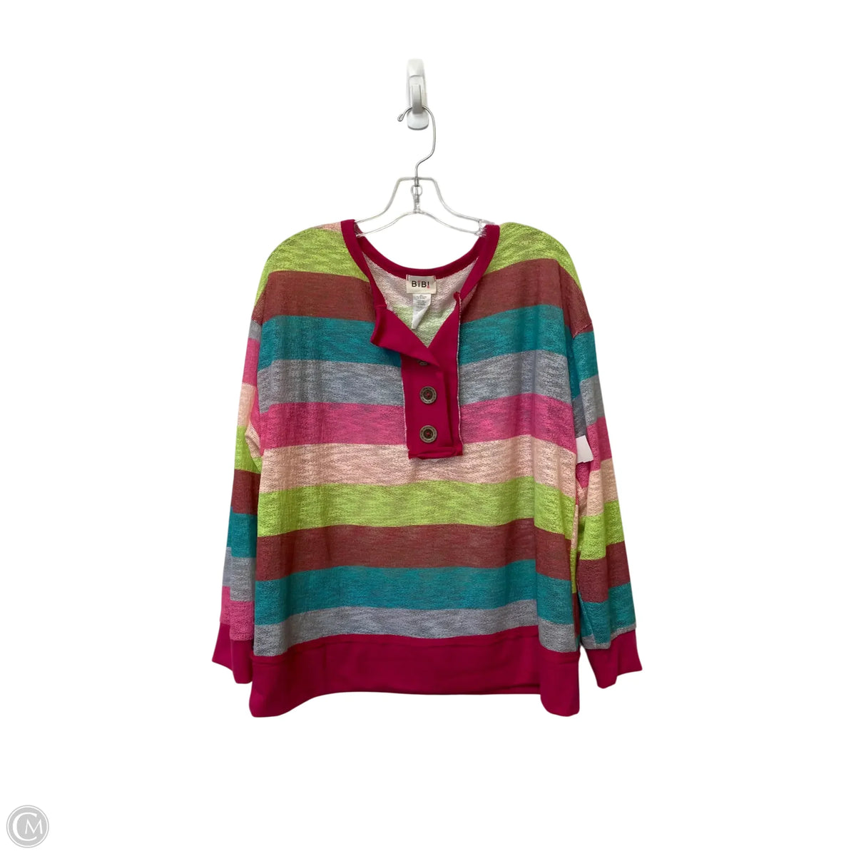 Top Long Sleeve By Bibi In Striped Pattern, Size: M