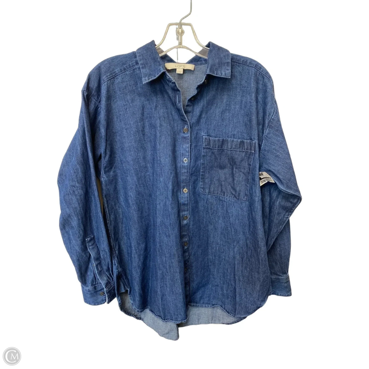 Top Long Sleeve Basic By Loft In Blue Denim, Size: S