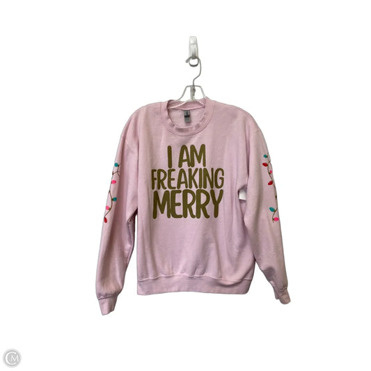 Sweatshirt Crewneck By Gildan In Pink, Size: M