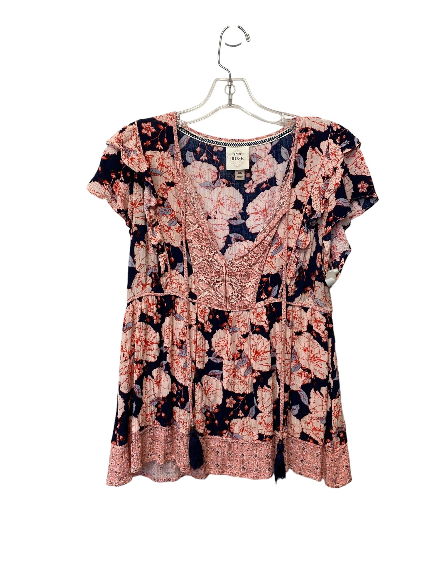 Floral Print Top Short Sleeve Knox Rose, Size Xs