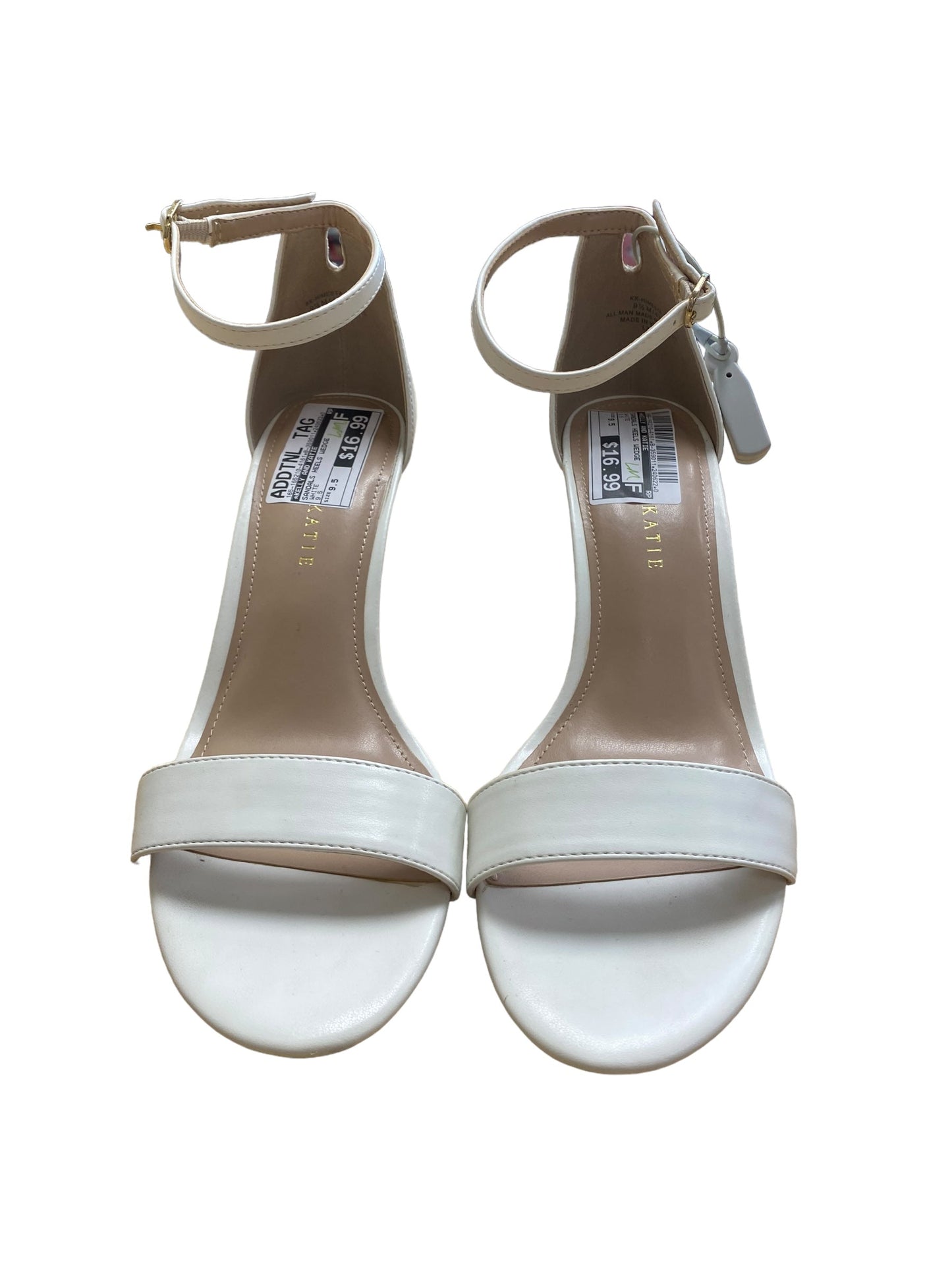 White Sandals Heels Wedge Kelly And Katie, Size 9.5