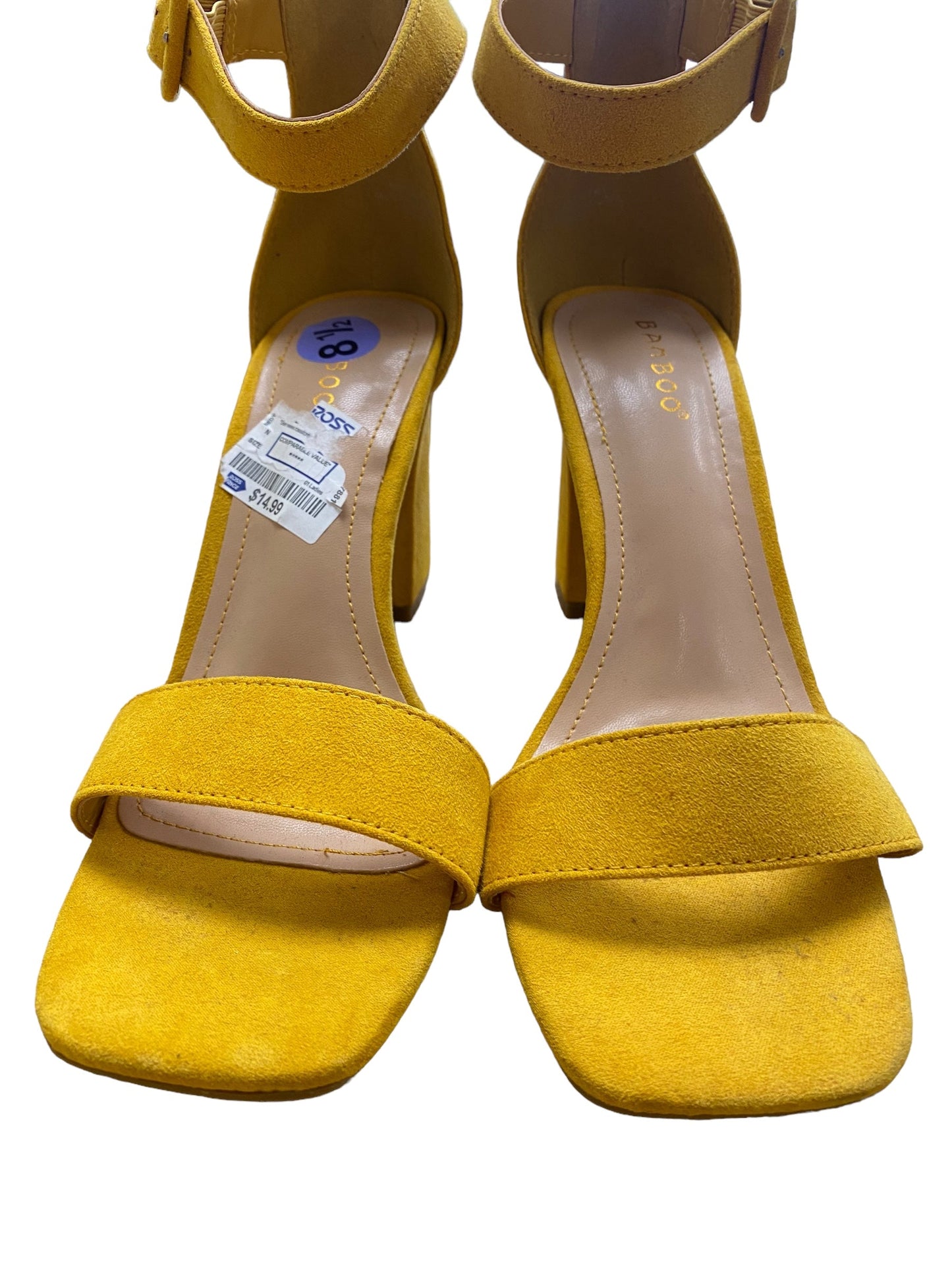 Yellow Shoes Heels Block Bamboo, Size 8.5