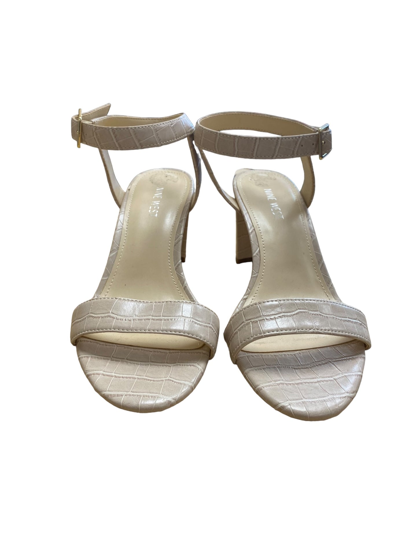 Cream Shoes Heels Block Nine West, Size 8.5