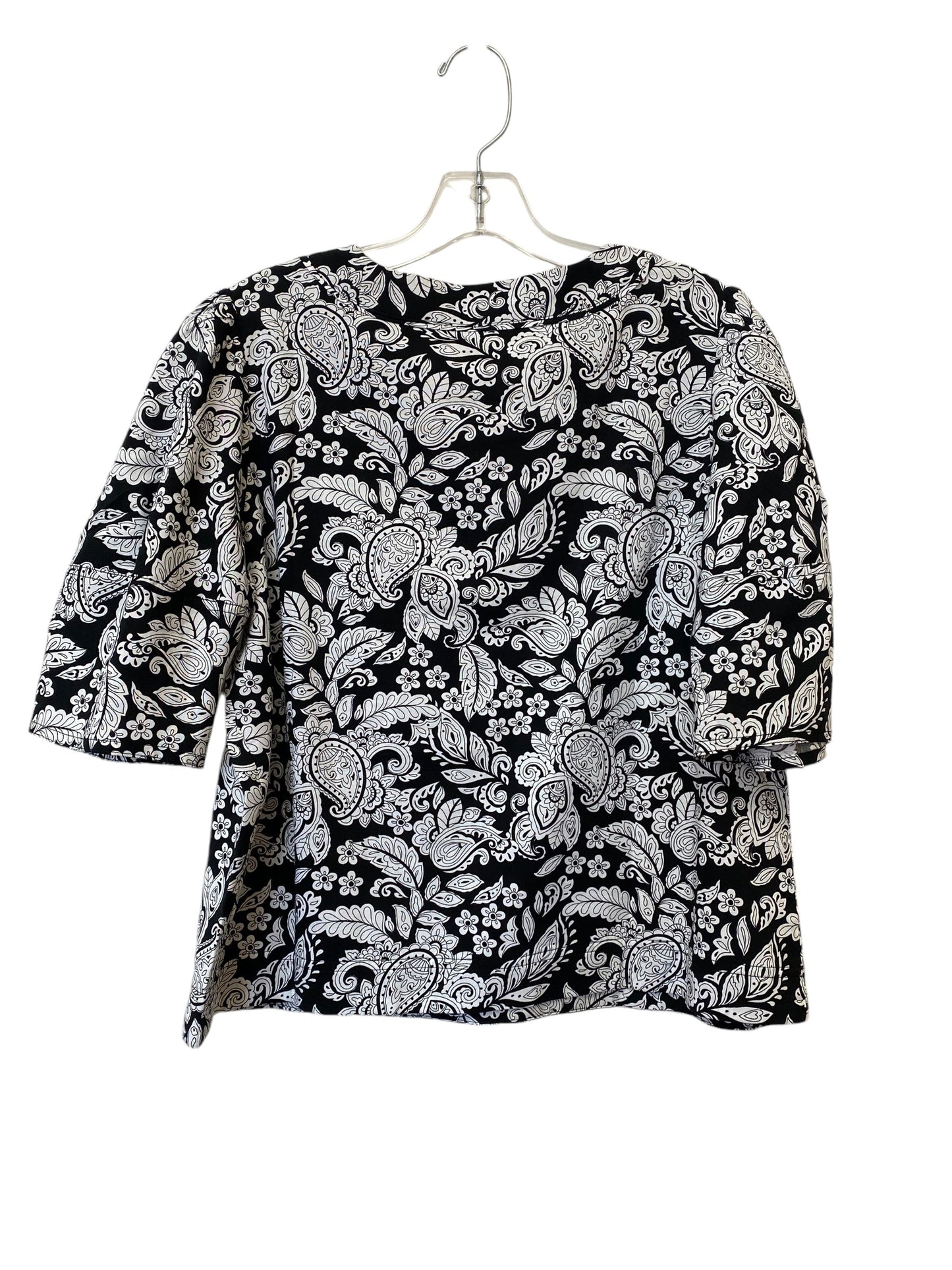 Top Short Sleeve By Loft In Black & White, Size: S