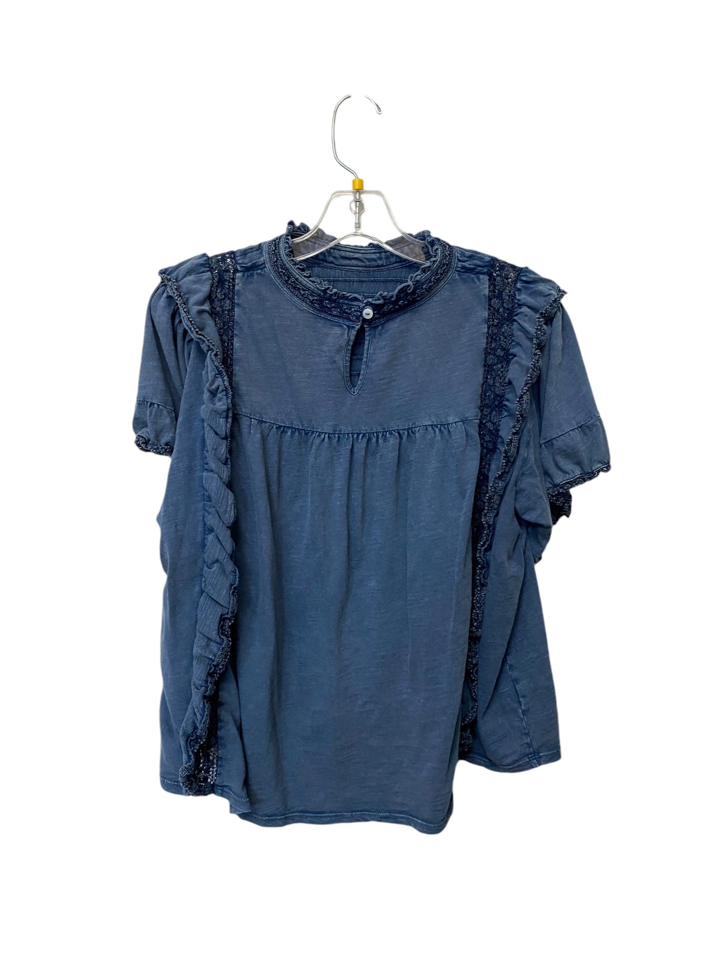 Top Short Sleeve By Free People In Blue, Size: L