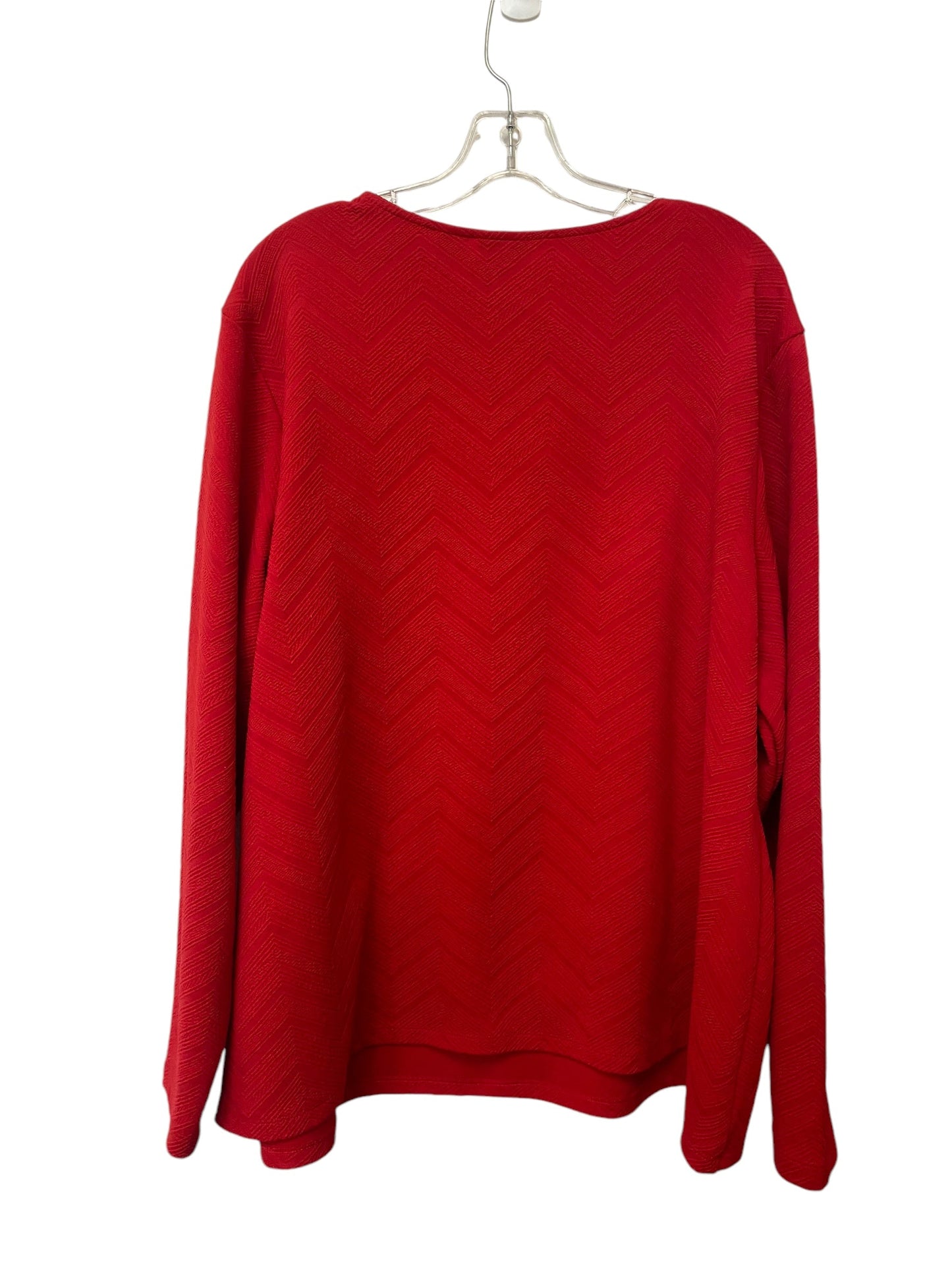 Top Long Sleeve By Cato In Red, Size: 22