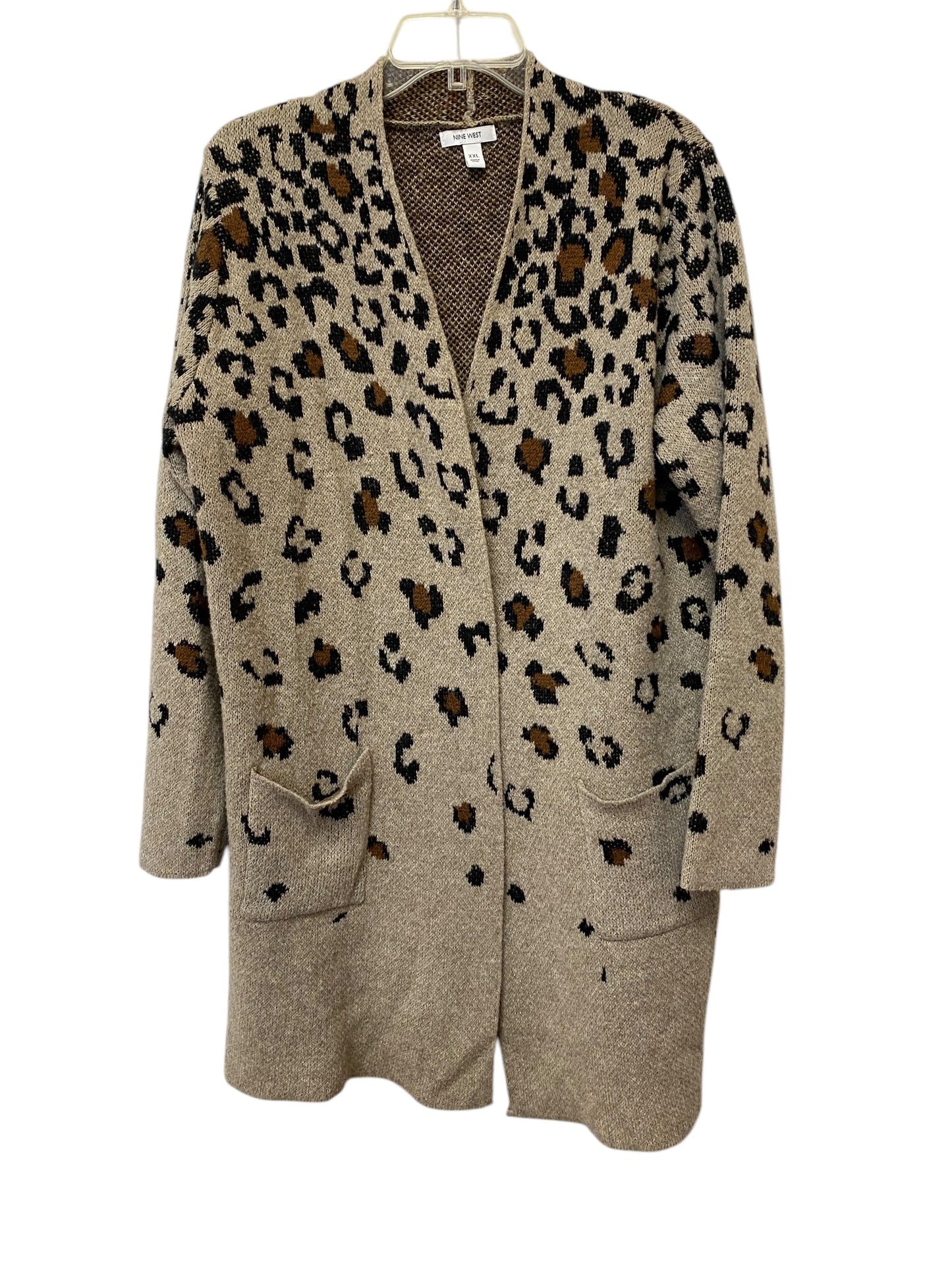 Cardigan By Nine West In Animal Print, Size: Xxl