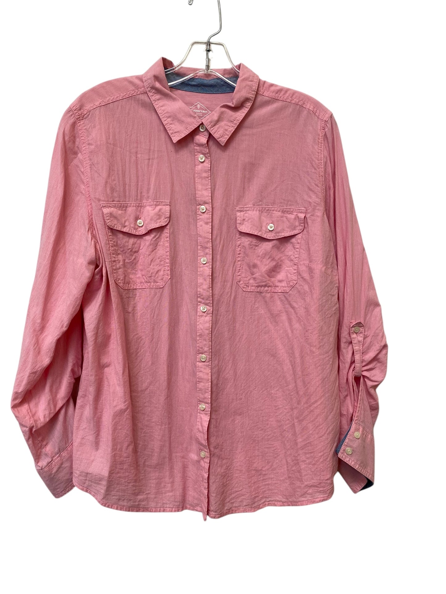 Top Long Sleeve By St Johns Bay In Pink, Size: Xl