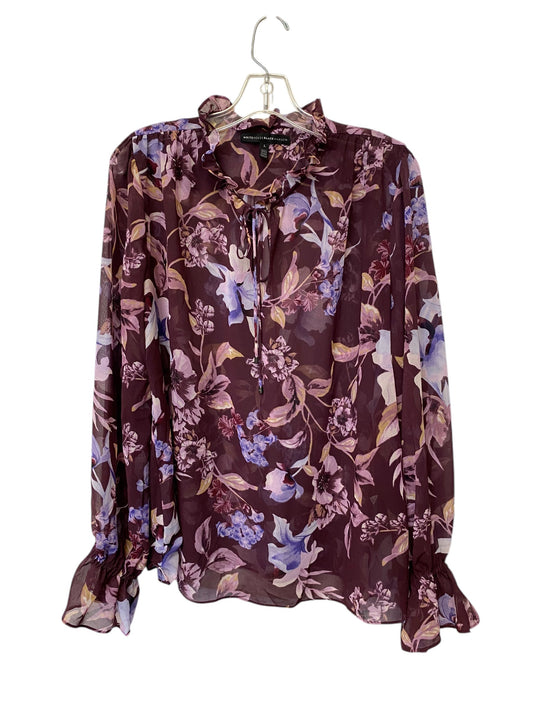 Top Long Sleeve By White House Black Market In Purple, Size: L