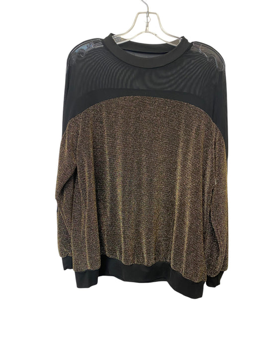 Top Long Sleeve By Shein In Black & Gold, Size: 1x