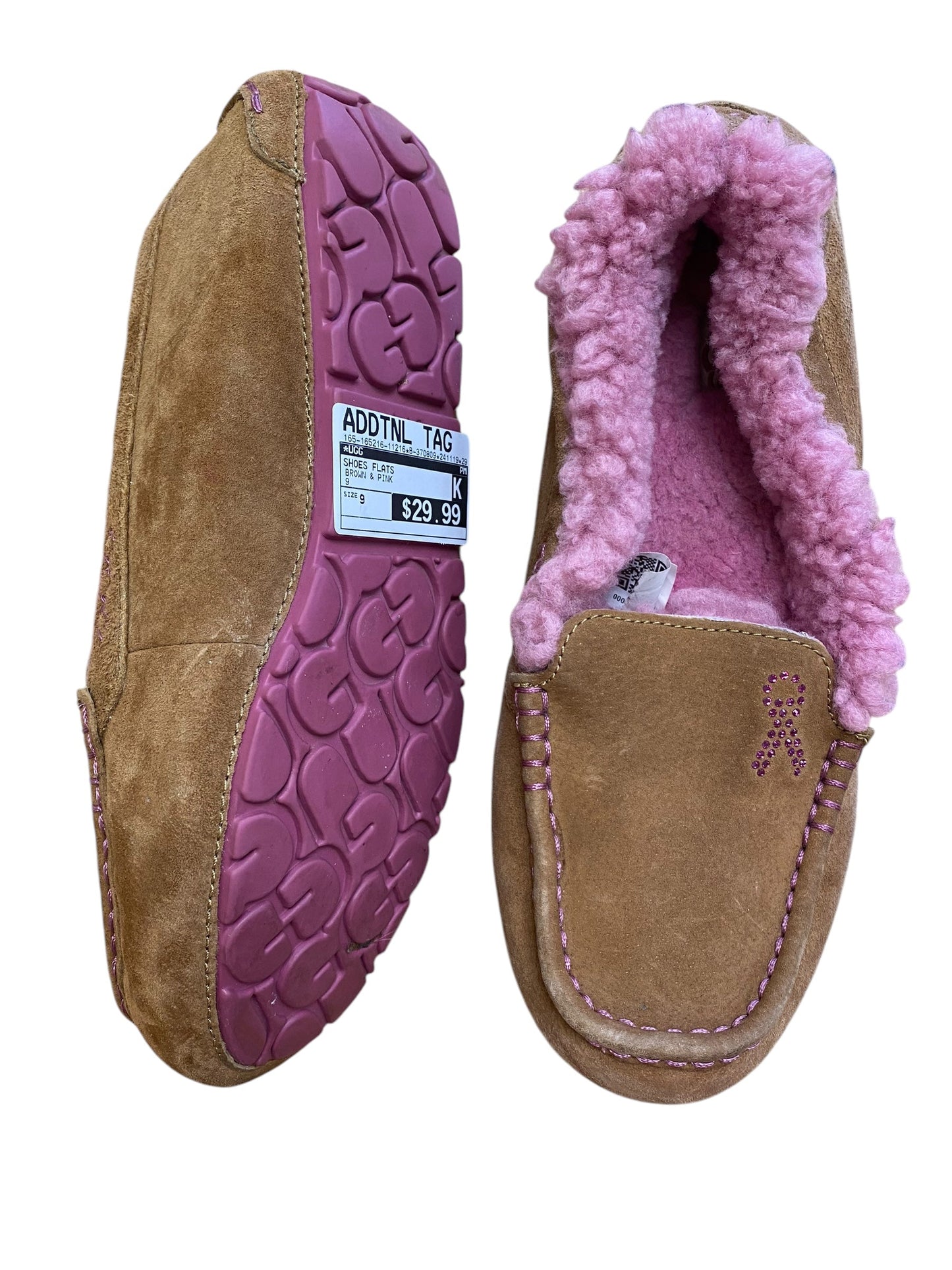 Shoes Flats By Ugg In Brown & Pink, Size: 9