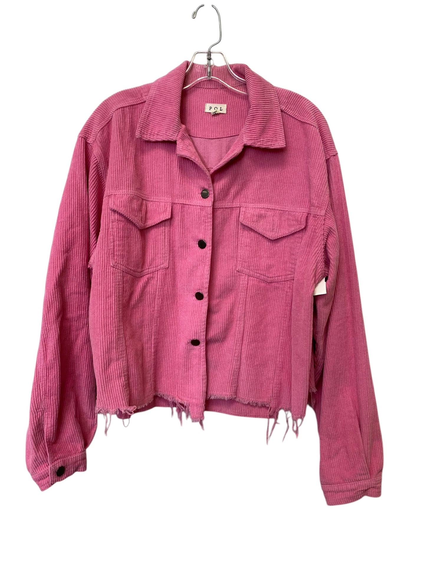 Jacket Shirt By Pol In Pink, Size: M