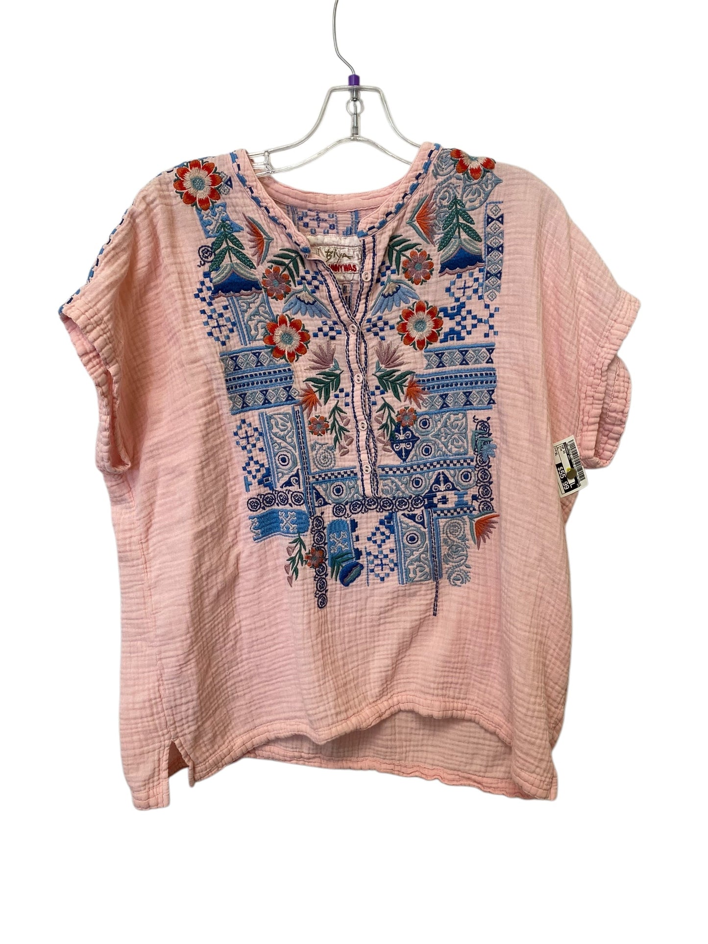 Top Short Sleeve By Johnny Was In Pink, Size: Xl