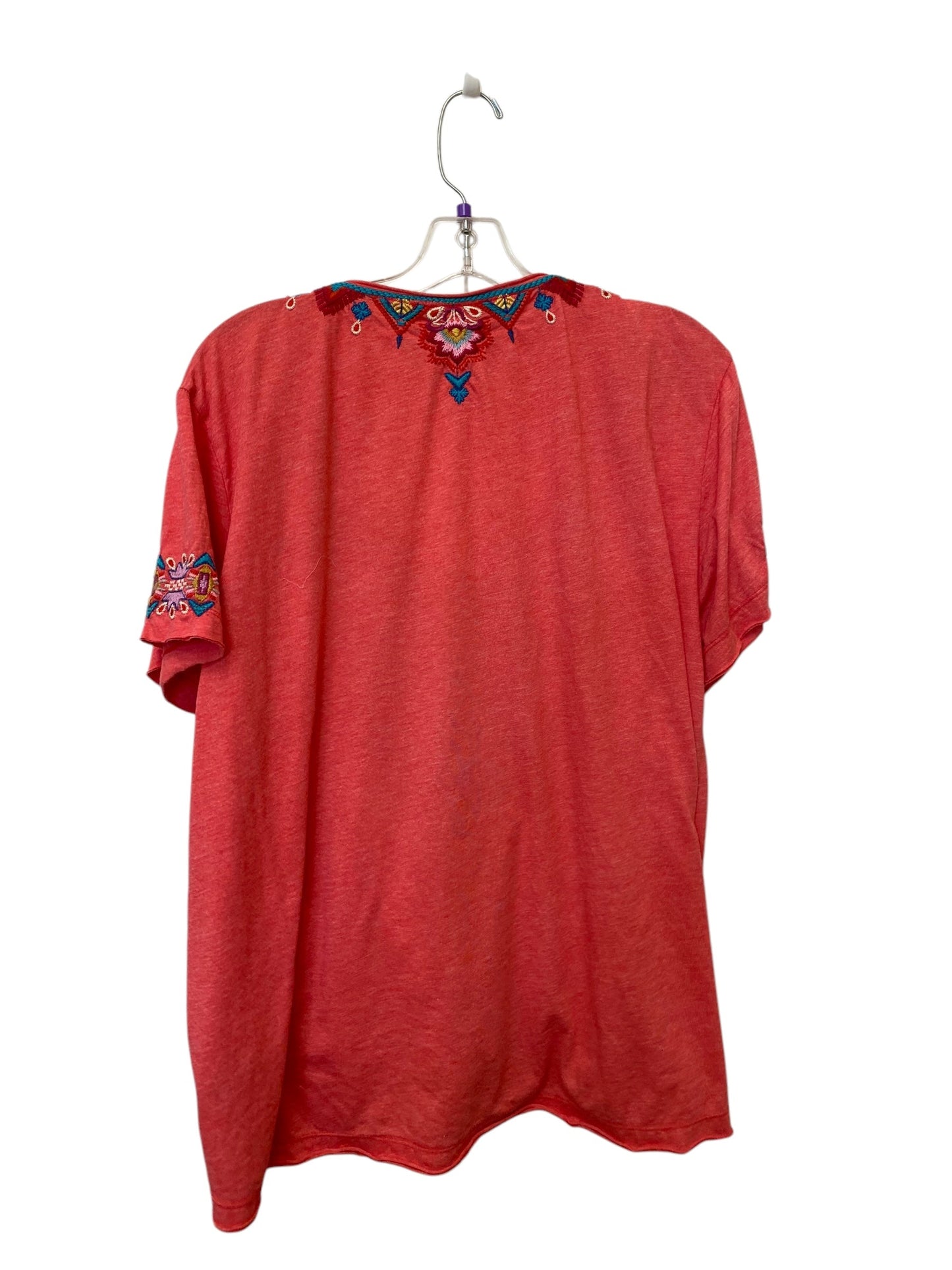 Top Short Sleeve By Johnny Was In Pink, Size: Xl