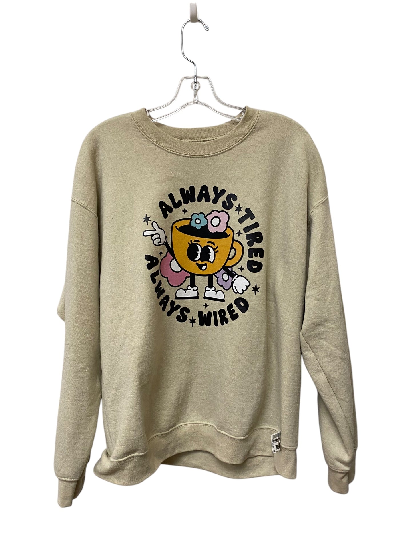 Sweatshirt Crewneck By Gildan In Beige, Size: L