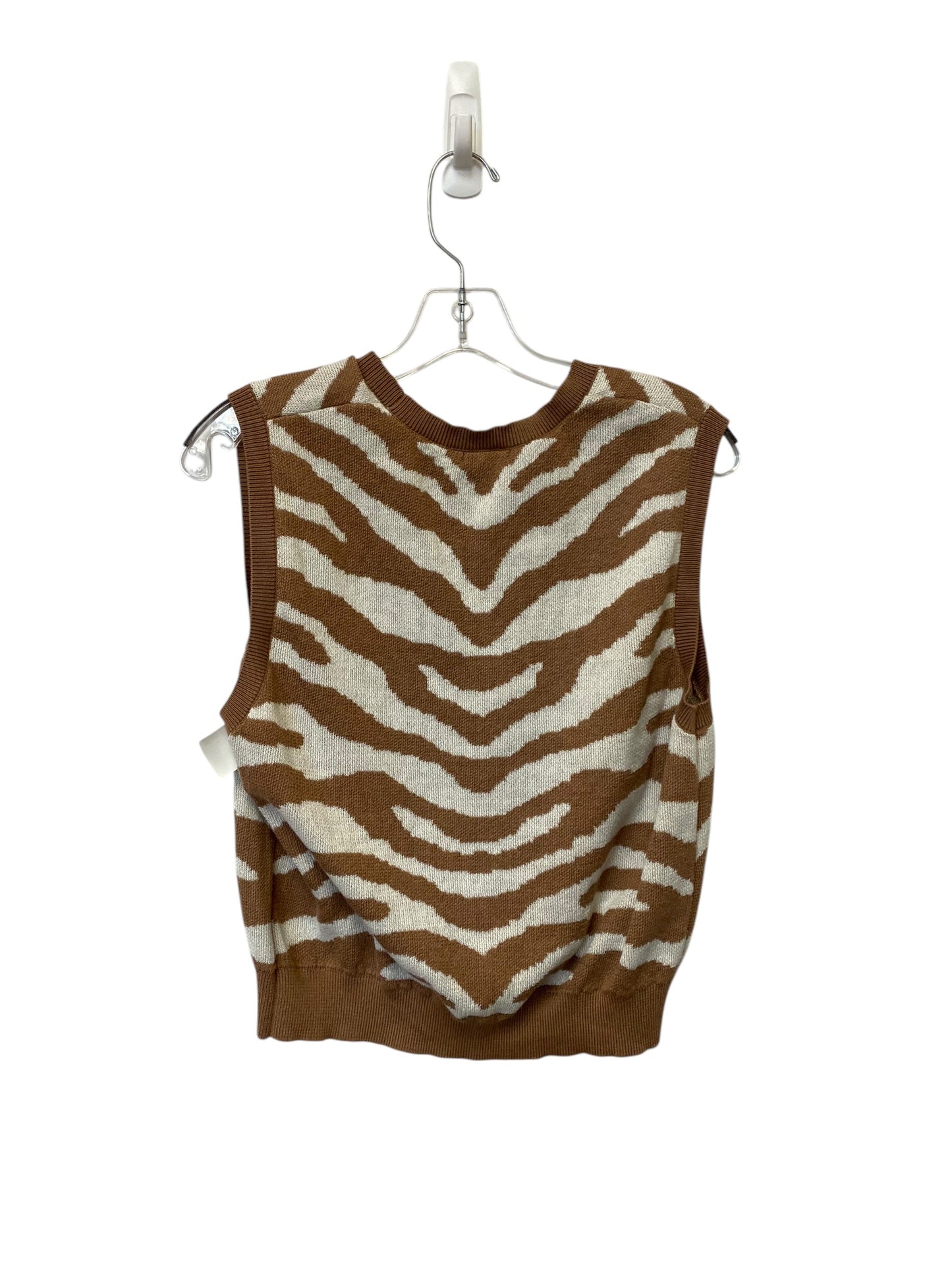 Vest Sweater By Wild Fable In Brown & Cream, Size: Xxl