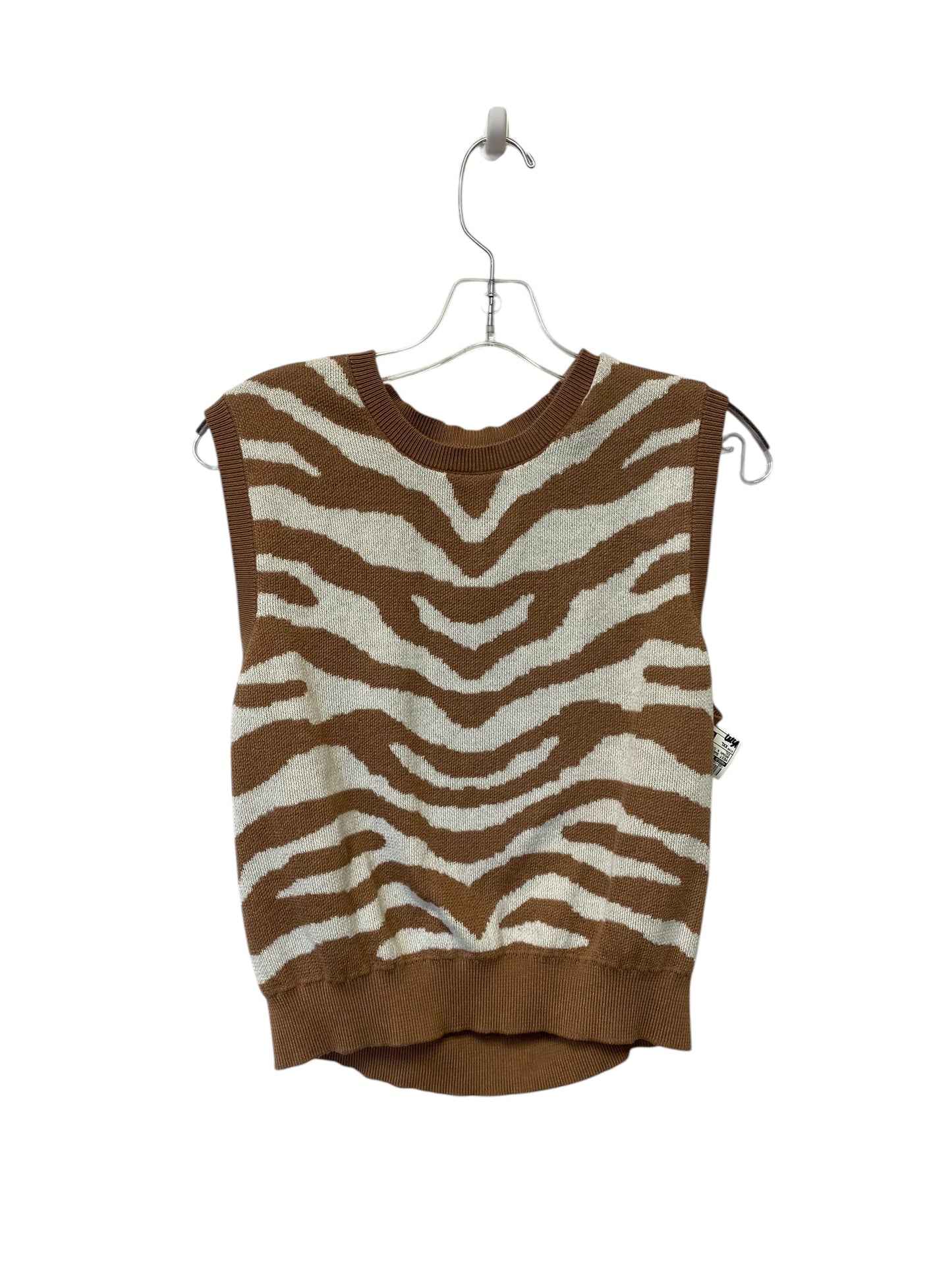 Vest Sweater By Wild Fable In Brown & Cream, Size: Xxl