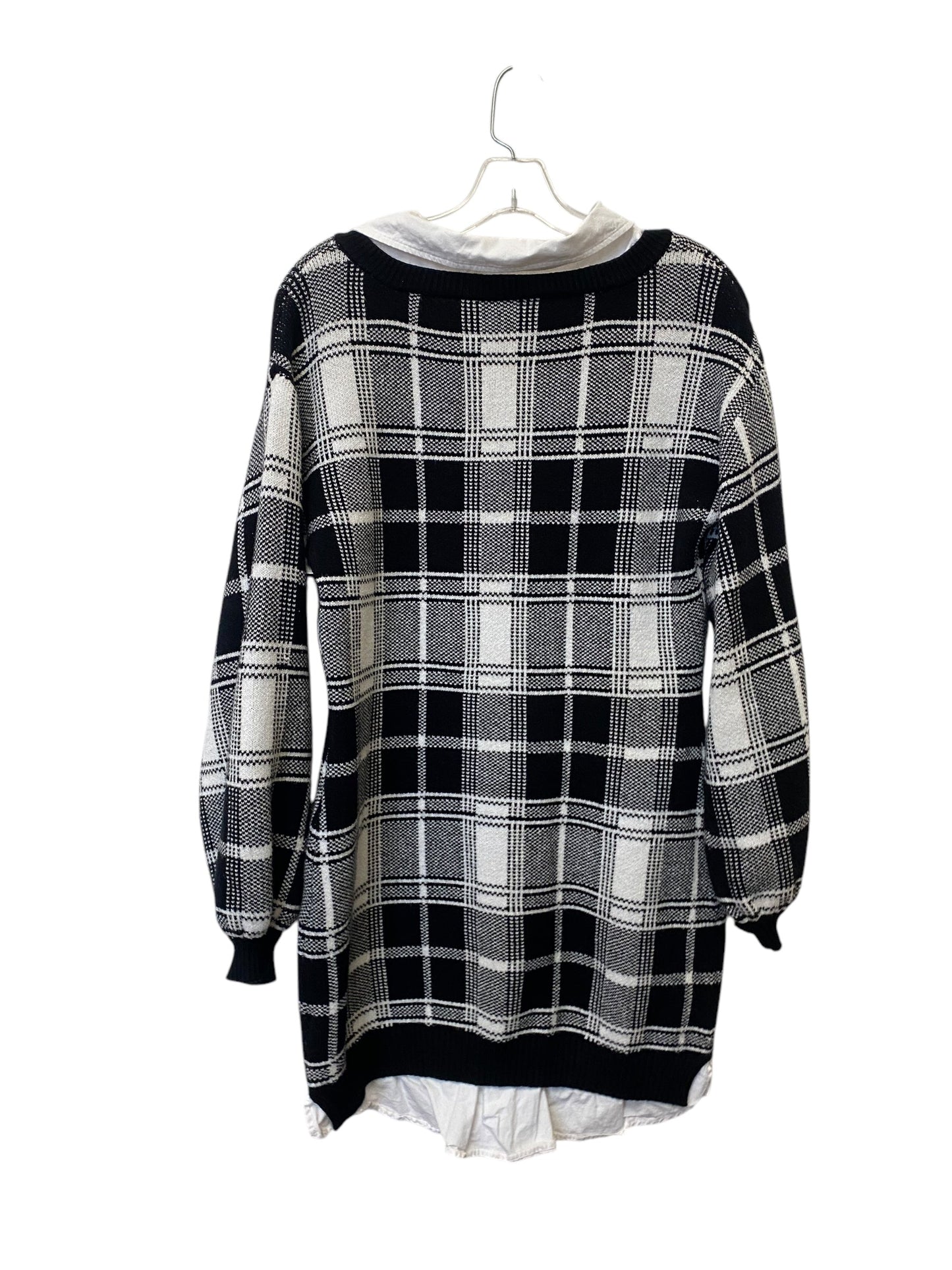 Dress Sweater By Venus In Black & White, Size: L