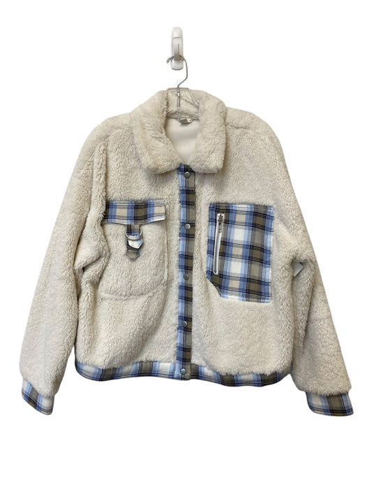 Jacket Faux Fur & Sherpa By Cato In Blue & White, Size: Xl