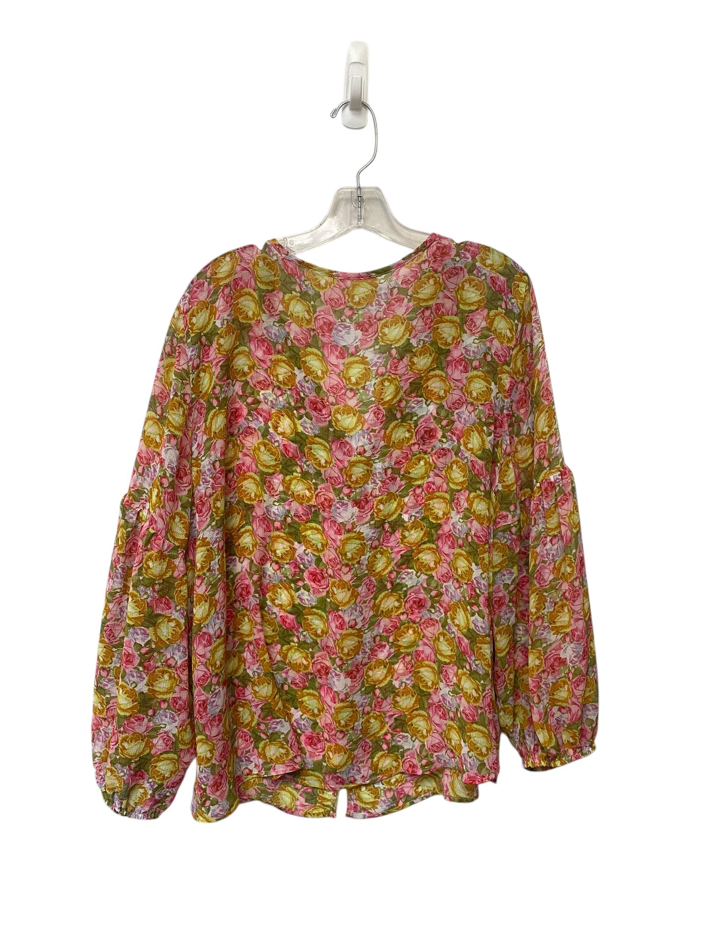 Top Long Sleeve By 89th And Madison In Floral Print, Size: 2x