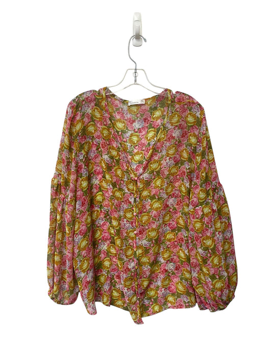 Top Long Sleeve By 89th And Madison In Floral Print, Size: 2x