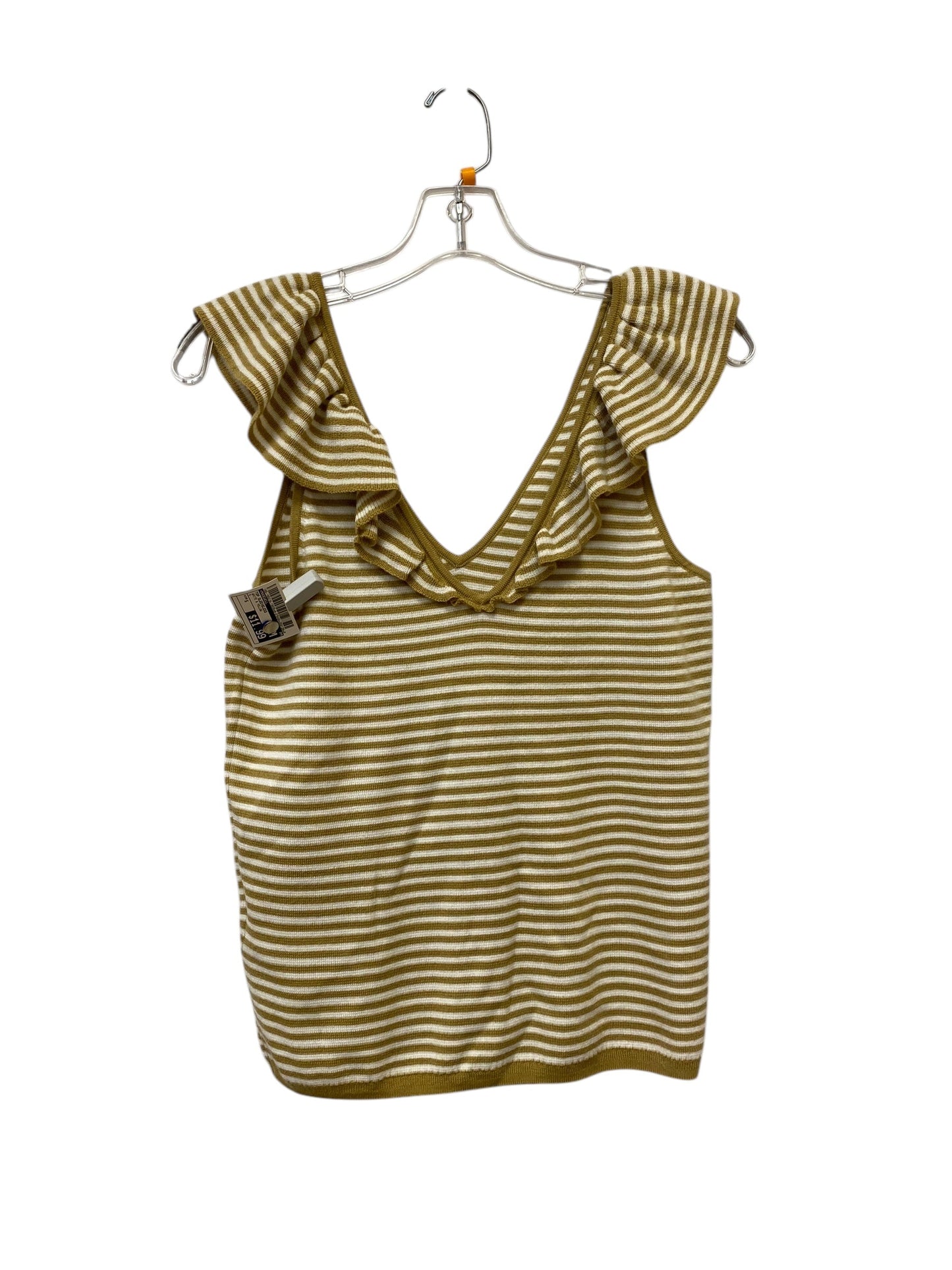 Top Sleeveless By Madewell In White & Yellow, Size: S