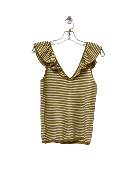 Top Sleeveless By Madewell In White & Yellow, Size: S