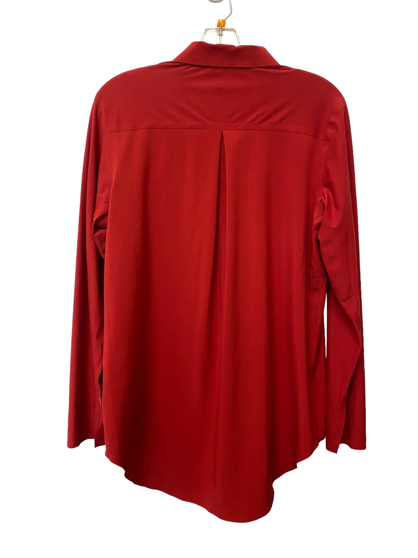 Red Athletic Top Long Sleeve Collar Athleta, Size S