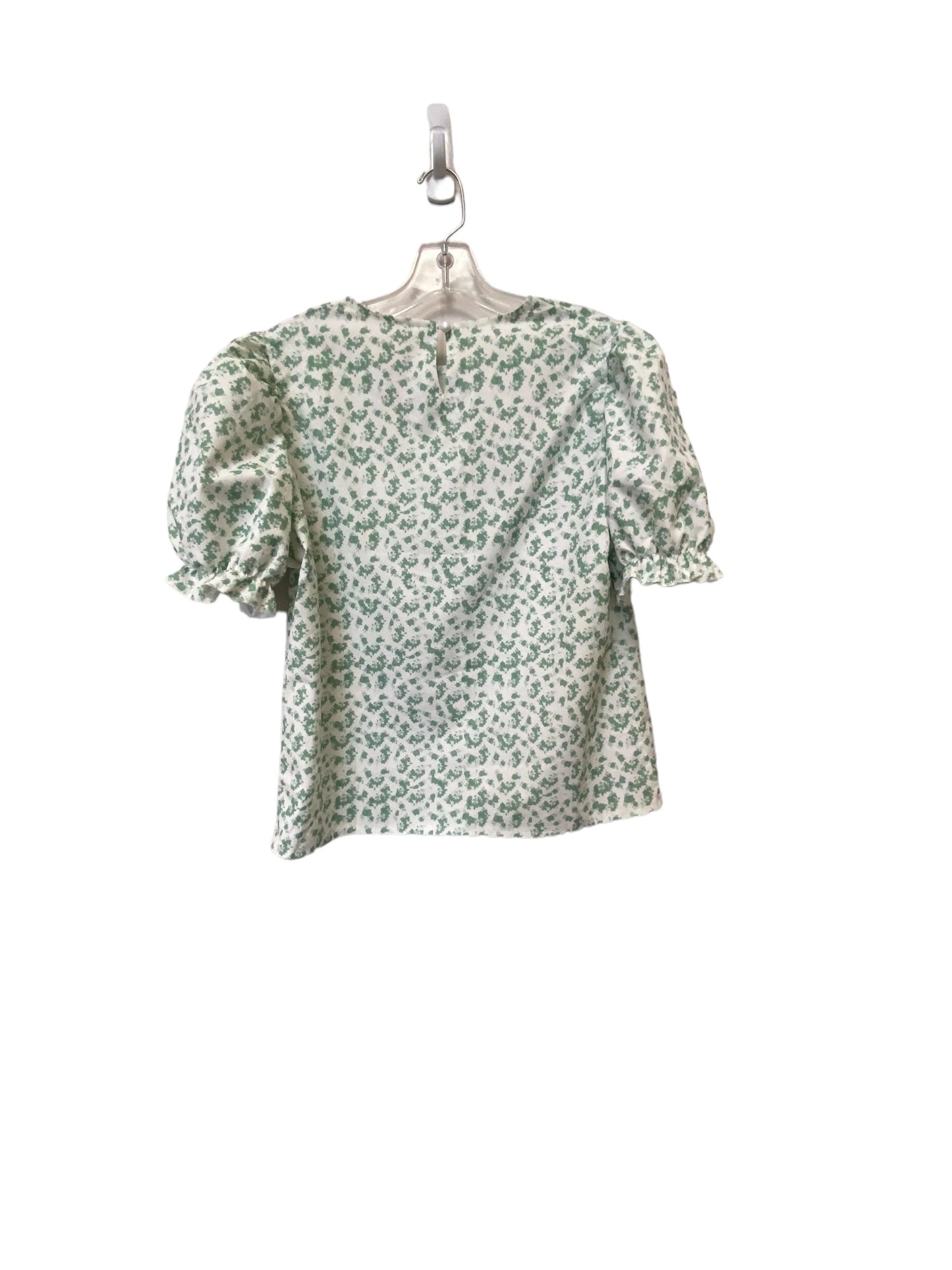 Green & White Top Short Sleeve Clothes Mentor, Size M