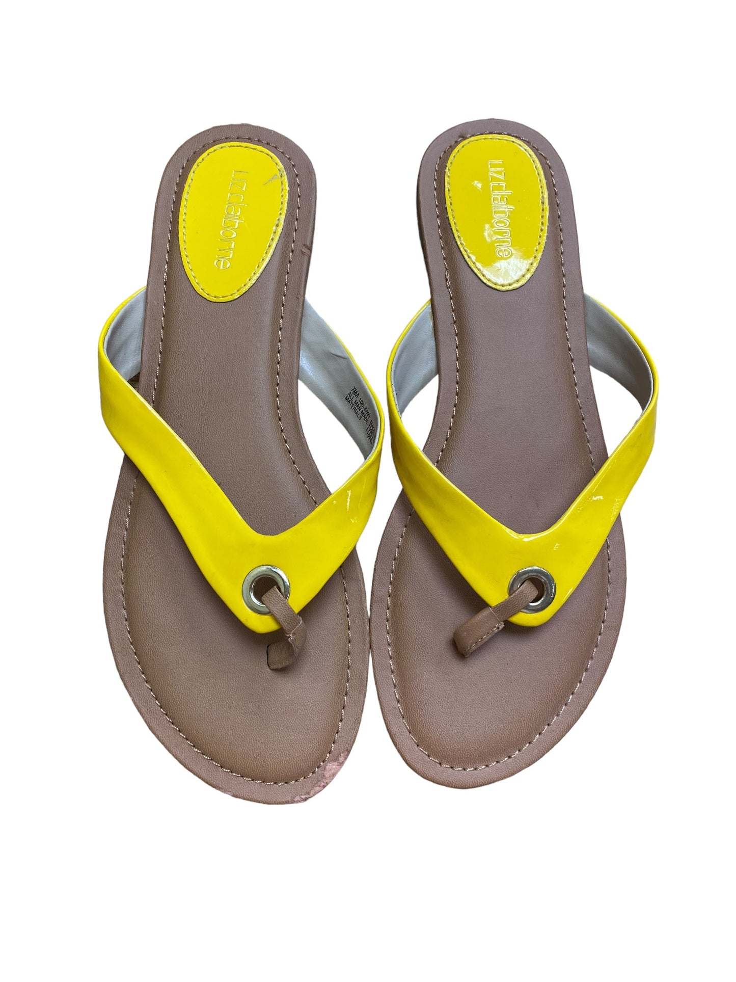 Yellow Sandals Flats Liz Claiborne, Size 7.5