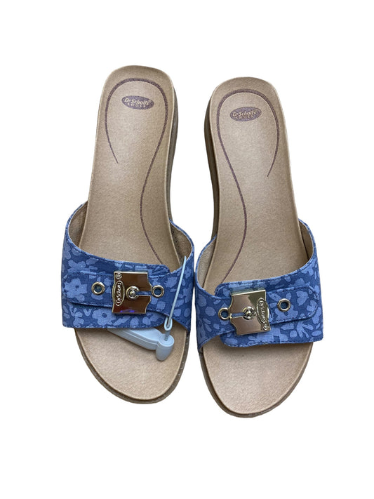 Blue Sandals Flats Dr Scholls, Size 10