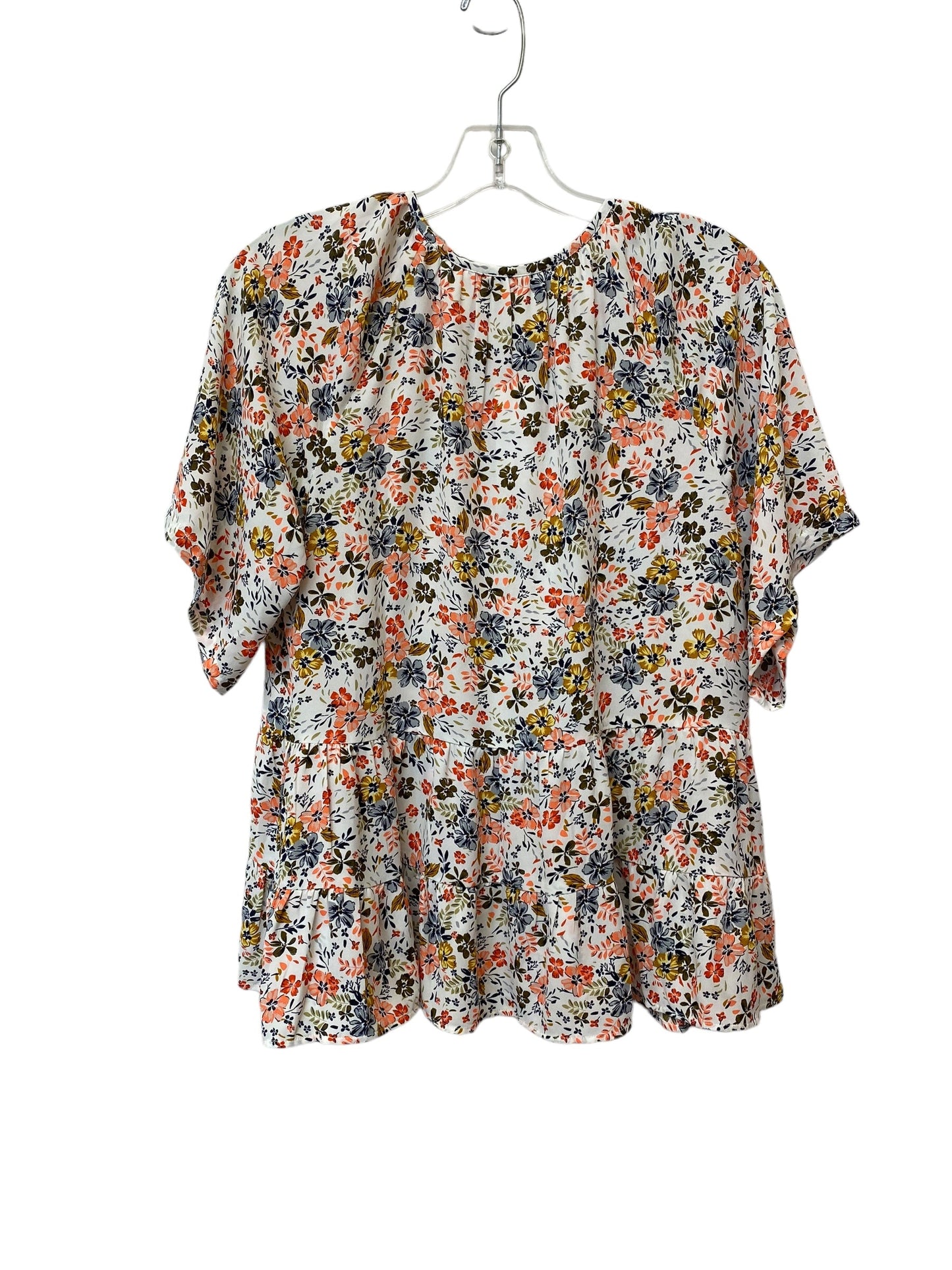 Floral Print Top Short Sleeve Loft, Size Xs