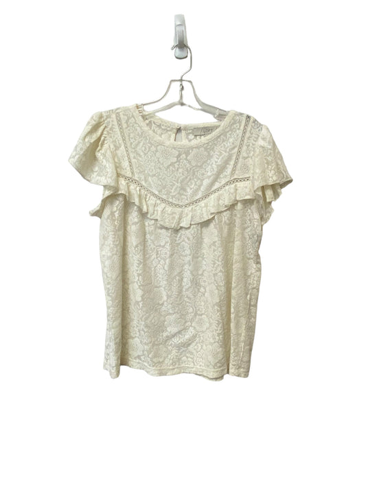 Cream Top Short Sleeve Loft, Size M