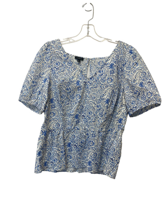 Top Short Sleeve By Talbots In Blue & White, Size: S