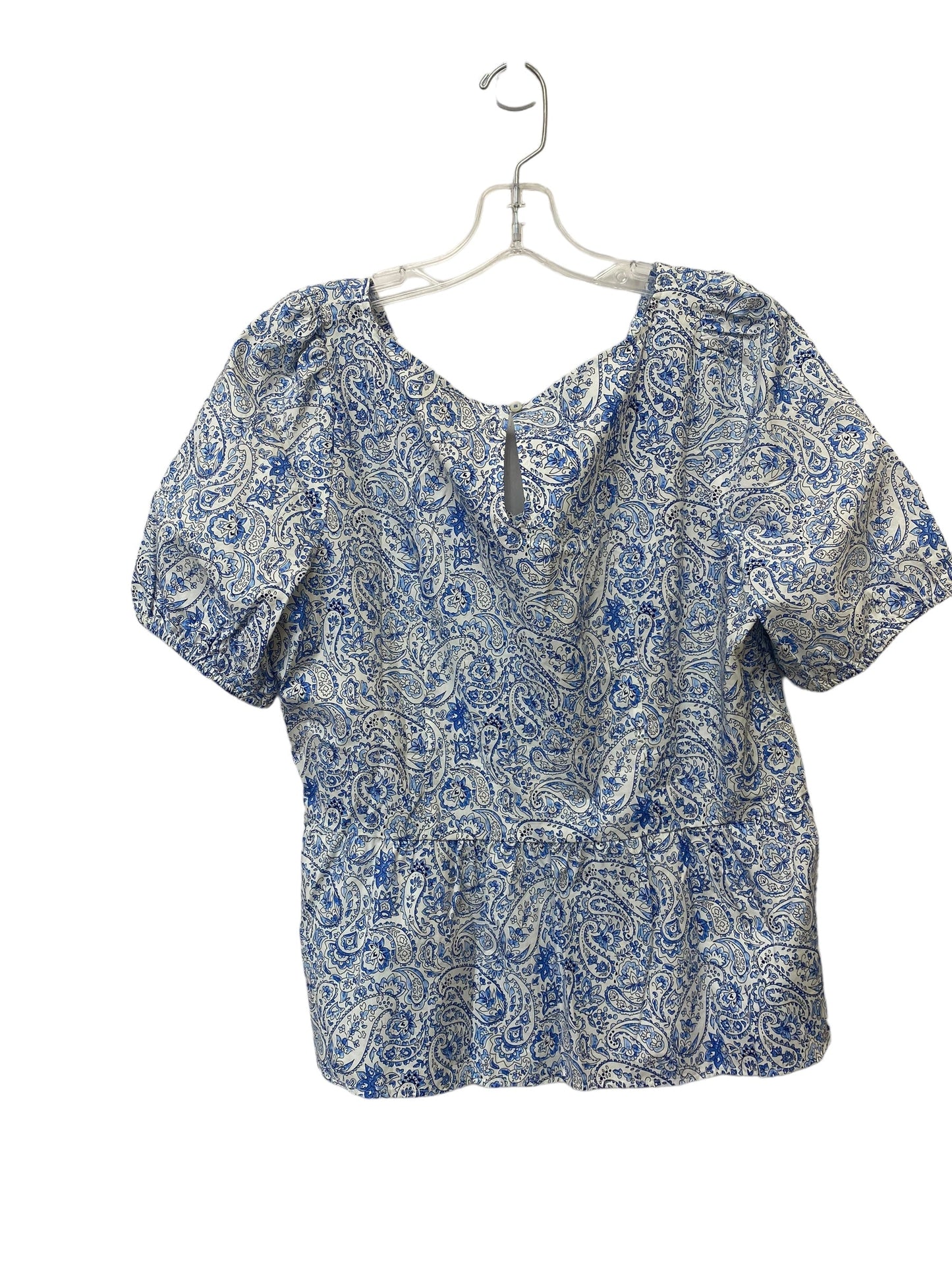 Top Short Sleeve By Talbots In Blue & White, Size: S