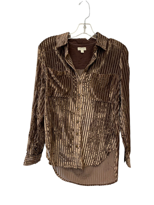 Top Long Sleeve By Pilcro In Brown, Size: Xxs