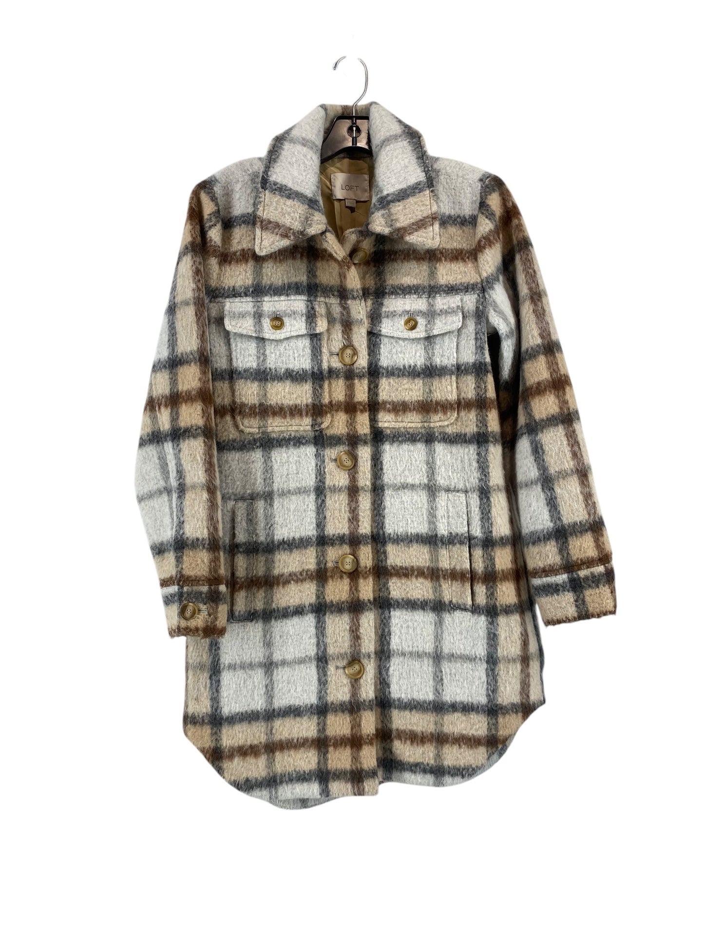 Jacket Shirt By Loft In Plaid Pattern, Size: S