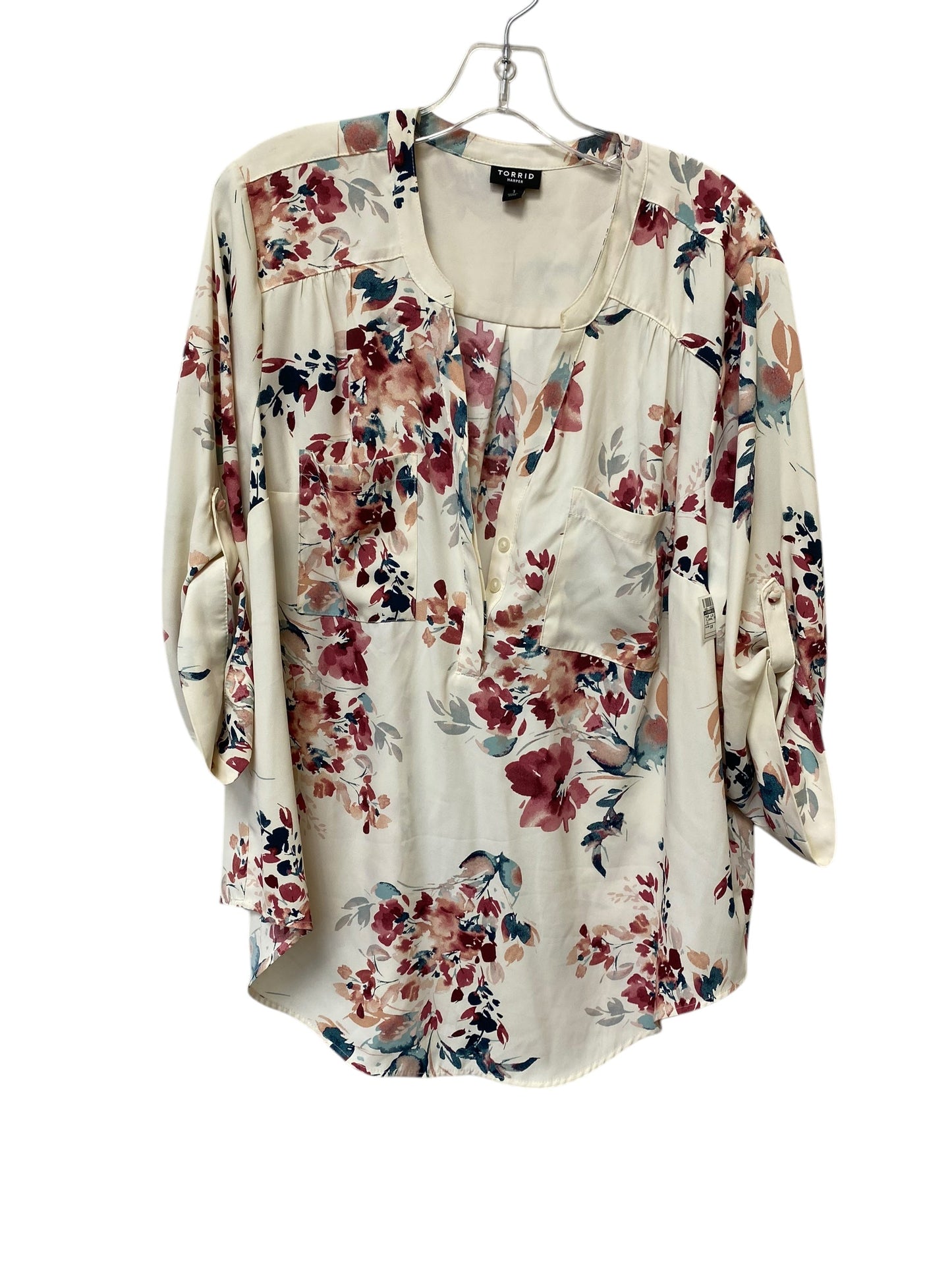 Top Long Sleeve By Torrid In Floral Print, Size: 1x