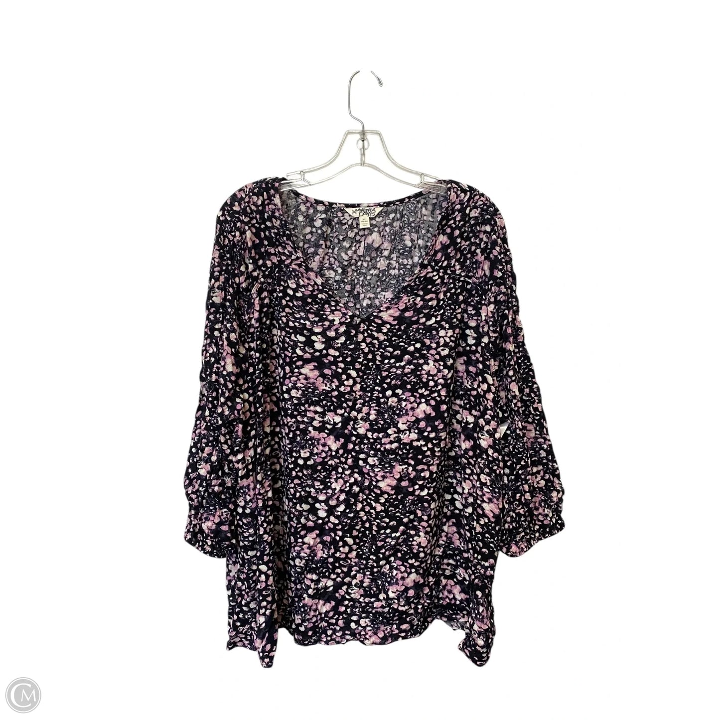 Top Long Sleeve By Terra & Sky In Black & Pink, Size: 1x
