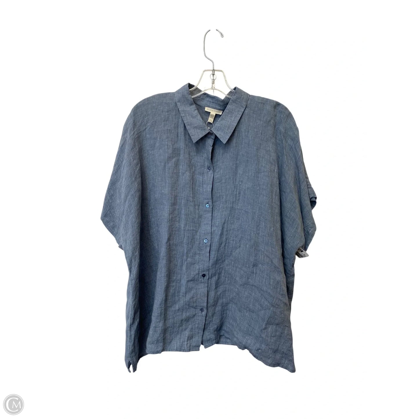 Top Short Sleeve By Eileen Fisher In Blue, Size: 2x