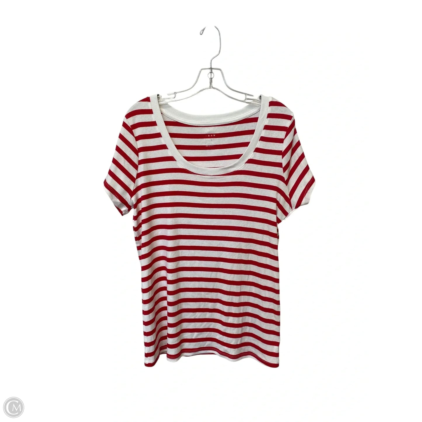 Top Short Sleeve Basic By A New Day In Striped Pattern, Size: Xxl