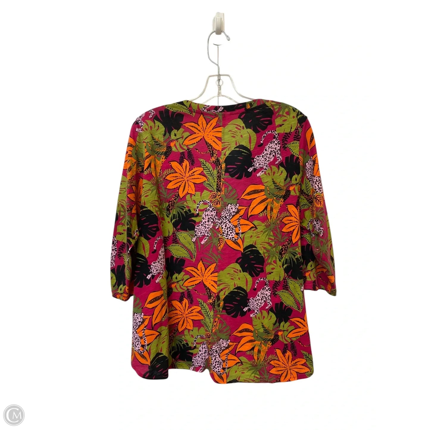 Top 3/4 Sleeve Basic By C And C In Animal Print, Size: 1x