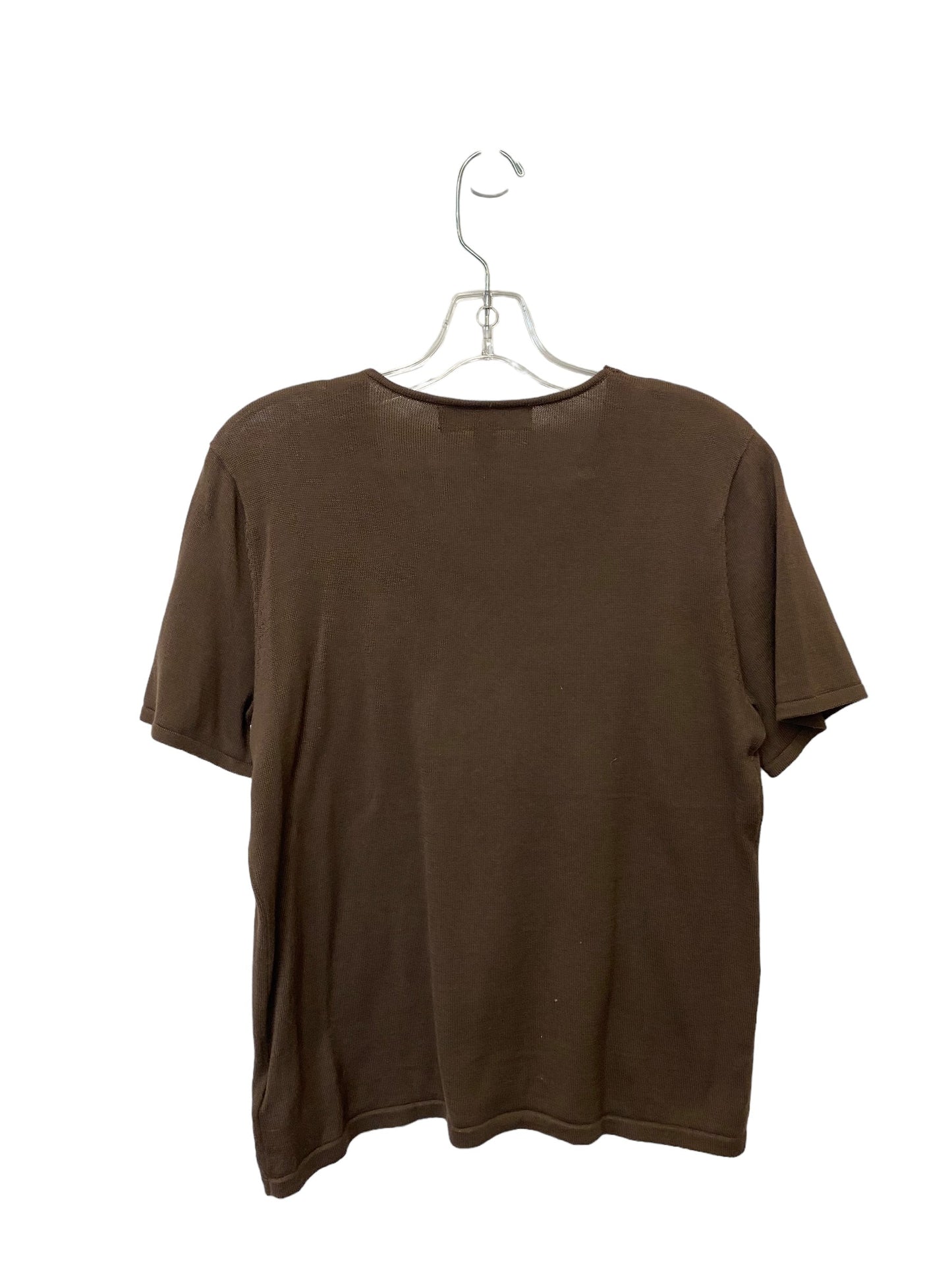 Brown Top Short Sleeve Kasper, Size L